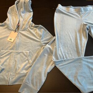NWT Juicy Couture Velour Frosted Blue Track Suit sweatsuit size large w…